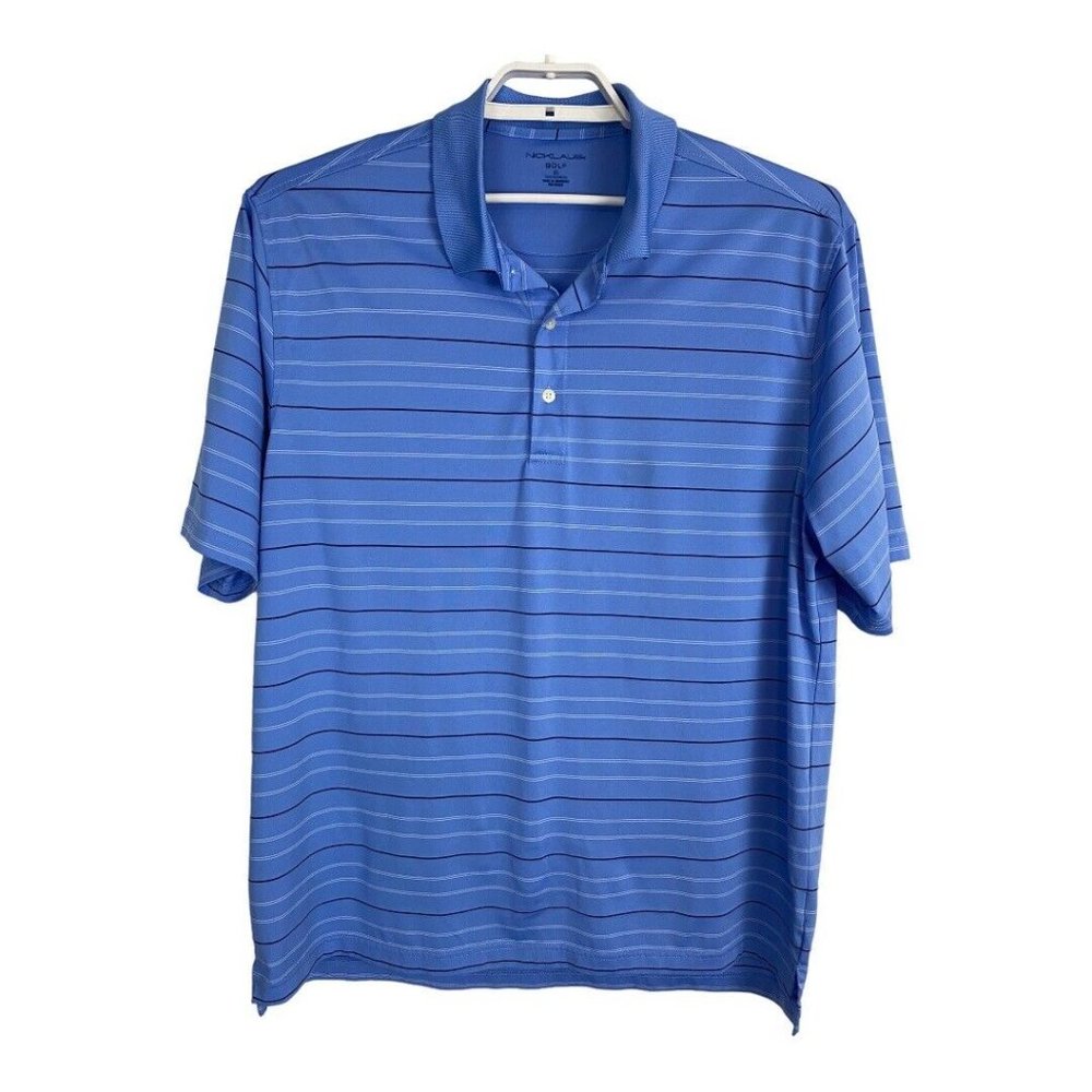 Nicklaus Mens Shirt Polo Adult Size XL Blue Striped Short Sleeve Golf Top
